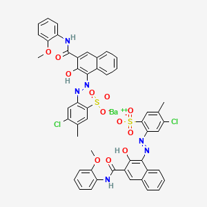 molecular formula C50H38BaCl2N6O12S2 B1594400 Benzenesulfonic acid, 4-chloro-2-((2-hydroxy-3-(((2-methoxyphenyl)amino)carbonyl)-1-naphthalenyl)azo)-5-methyl-, barium salt (2:1) CAS No. 50326-33-5
