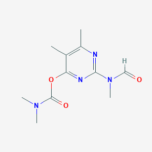 molecular formula C11H16N4O3 B1595179 Carbamic acid, dimethyl-, 2-(formylmethylamino)-5,6-dimethyl-4-pyrimidinyl ester CAS No. 27218-04-8