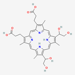 molecular formula C34H38N4O8 B1595459 3-[18-(2-carboxyethyl)-8,13-bis(1,2-dihydroxyethyl)-3,7,12,17-tetramethyl-22,23-dihydroporphyrin-2-yl]propanoic acid CAS No. 623946-72-5