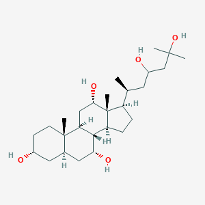 molecular formula C27H48O5 B159553 （3R、5R、7R、8R、9S、10S、12S、13R、14S、17R）-17-[(2S)-4,6-二羟基-6-甲基庚烷-2-基]-10,13-二甲基-2,3,4,5,6,7,8,9,11,12,14,15,16,17-十四氢-1H-环戊并[a]菲并三烯-3,7,12-三醇 CAS No. 137252-15-4