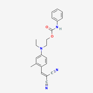 molecular formula C22H22N4O2 B1595533 丙二腈，[[4-[乙基[2-[[(苯胺基)羰基]氧基]乙基]氨基]-2-甲基苯基]亚甲基]- CAS No. 6858-49-7