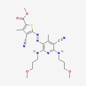 molecular formula C23H29N7O4S B1595644 2-Thiophenecarboxylic acid, 4-cyano-5-[[5-cyano-2,6-bis[(3-methoxypropyl)amino]-4-methyl-3-pyridinyl]azo]-3-methyl-, methyl ester CAS No. 72968-71-9