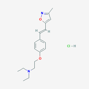 molecular formula C18H25ClN2O2 B159570 Ethanamine, N,N-diethyl-2-(4-(2-(3-methyl-5-isoxazolyl)ethenyl)phenoxy)-, monohydrochloride, (E)- CAS No. 139193-95-6