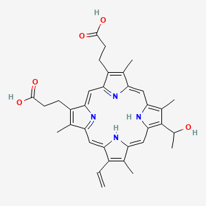 molecular formula C34H36N4O5 B1595859 3-[18-(2-carboxyethyl)-13-ethenyl-8-(1-hydroxyethyl)-3,7,12,17-tetramethyl-22,23-dihydroporphyrin-2-yl]propanoic acid CAS No. 77222-65-2