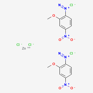 molecular formula C14H12Cl4N6O6Zn B1595885 2-Methoxy-4-nitrobenzenediazonium ZINC chloride(2:1:4) CAS No. 56315-29-8