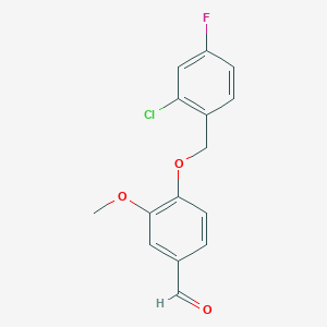molecular formula C15H12ClFO3 B1596073 4-[(2-氯-4-氟苄基)氧基]-3-甲氧基苯甲醛 CAS No. 525570-29-0