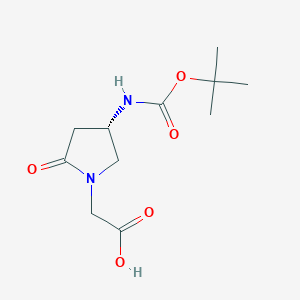 molecular formula C11H18N2O5 B159641 (S)-(4-N-Boc-氨基-2-氧代-吡咯烷-1-基)-乙酸 CAS No. 135415-24-6