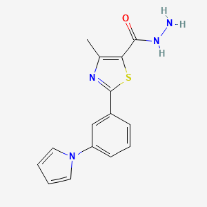 molecular formula C15H14N4OS B1596707 4-methyl-2-[3-(1H-pyrrol-1-yl)phenyl]-1,3-thiazole-5-carbohydrazide CAS No. 262589-42-4