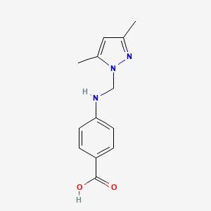 molecular formula C13H15N3O2 B1596708 Benzoic acid, 4-[[(3,5-dimethyl-1H-pyrazol-1-yl)methyl]amino]- CAS No. 824431-10-9