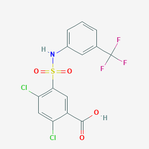 molecular formula C14H8Cl2F3NO4S B1597631 2,4-Dichloro-5-{[3-(trifluoromethyl)phenyl]sulfamoyl}benzoic acid CAS No. 21525-24-6