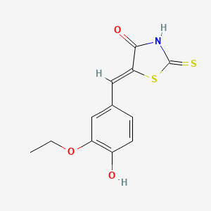 molecular formula C12H11NO3S2 B1597837 (5E)-5-(3-ethoxy-4-hydroxybenzylidene)-2-mercapto-1,3-thiazol-4(5H)-one CAS No. 6322-57-2
