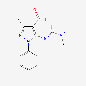 molecular formula C14H16N4O B1597849 N'-(4-formyl-3-methyl-1-phenyl-1H-pyrazol-5-yl)-N,N-dimethyliminoformamide CAS No. 58668-41-0