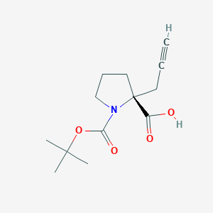 molecular formula C13H19NO4 B1598138 (R)-1-(tert-Butoxycarbonyl)-2-(prop-2-yn-1-yl)pyrrolidine-2-carboxylic acid CAS No. 959578-39-3