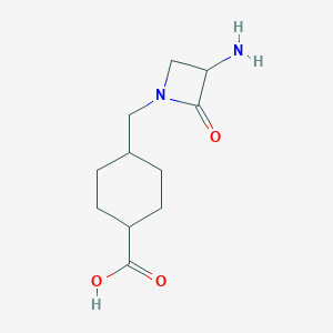 molecular formula C11H18N2O3 B159824 4-[(3-Amino-2-oxoazetidin-1-yl)methyl]cyclohexane-1-carboxylic acid CAS No. 137232-05-4