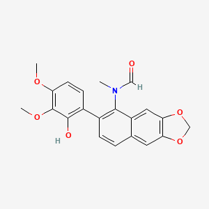 molecular formula C21H19NO6 B1598562 Formamide, N-(6-(2-hydroxy-3,4-dimethoxyphenyl)naphtho(2,3-d)-1,3-dioxol-5-yl)-N-methyl- CAS No. 60394-88-9