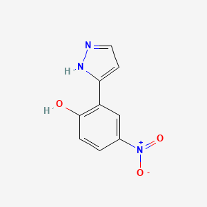molecular formula C9H7N3O3 B1599095 4-Nitro-2-(1H-pyrazol-3-yl)phenol CAS No. 351003-12-8