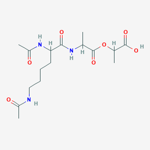 molecular formula C16H27N3O7 B1599133 2-[2-(2,6-diacetamidohexanoylamino)propanoyloxy]propanoic Acid CAS No. 65882-12-4
