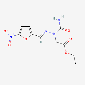 molecular formula C10H12N4O6 B1599220 乙酸，(1-氨基甲酰基-2-(5-硝基糠醛)肼基)-，乙酯 CAS No. 10598-87-5