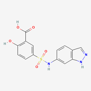 molecular formula C14H11N3O5S B1599290 5-(N-(1H-Indazol-6-yl)sulfamoyl)-2-hydroxybenzoic acid CAS No. 854358-00-2