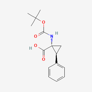 molecular formula C15H18NO4- B1599468 (1R,2S)-1-((tert-Butoxycarbonyl)amino)-2-phenylcyclopropanecarboxylic acid CAS No. 244205-60-5