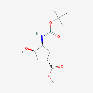 molecular formula C12H21NO5 B1599493 (1S,3S,4R)-Methyl 3-((tert-butoxycarbonyl)amino)-4-hydroxycyclopentanecarboxylate CAS No. 321744-21-2