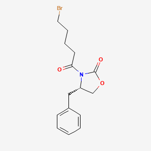 molecular formula C15H18BrNO3 B1599636 2-恶唑烷酮，3-(5-溴-1-氧戊基)-4-(苯甲基)-，(4S)- CAS No. 156699-37-5