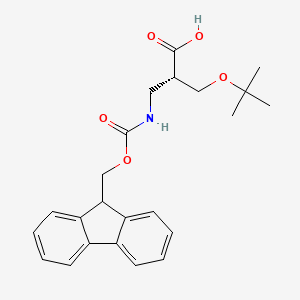 molecular formula C23H27NO5 B1599842 (S)-3-((((9H-Fluoren-9-yl)methoxy)carbonyl)amino)-2-(tert-butoxymethyl)propanoic acid CAS No. 865152-44-9