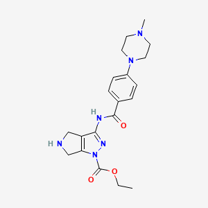 molecular formula C20H26N6O3 B1599851 Ethyl 3-(4-(4-methylpiperazin-1-yl)benzamido)-5,6-dihydropyrrolo[3,4-c]pyrazole-1(4H)-carboxylate CAS No. 761443-50-9