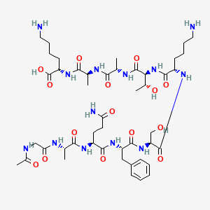 molecular formula C46H75N13O15 B1599889 (2S)-2-[[(2S)-2-[[(2S)-2-[[(2S,3R)-2-[[(2S)-2-[[(2S)-2-[[(2S)-2-[[(2S)-2-[[(2S)-2-[(2-acetamidoacetyl)amino]propanoyl]amino]-5-amino-5-oxopentanoyl]amino]-3-phenylpropanoyl]amino]-3-hydroxypropanoyl]amino]-6-aminohexanoyl]amino]-3-hydroxybutanoyl]amino]propanoyl]amino]propanoyl]amino]-6-aminohexanoic acid CAS No. 901117-03-1