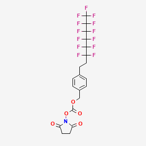 molecular formula C20H14F13NO5 B1599998 N-[4-(3,3,4,4,5,5,6,6,7,7,8,8,8-Tridecafluorooctyl)benzyloxycarbonyloxy] succinimide CAS No. 556050-48-7