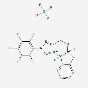 molecular formula C18H11BF9N3O B1600026 (5aS,10bR)-5a,10b-Dihydro-2-(2,3,4,5,6-pentafluorophenyl)-4H,6H-indeno[2,1-b][1,2,4]triazolo[4,3-d][1,4]oxazinium Tetrafluoroborate CAS No. 740816-14-2