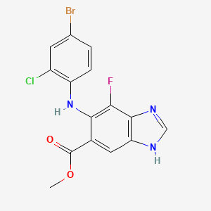 molecular formula C15H10BrClFN3O2 B1600077 Methyl 6-((4-bromo-2-chlorophenyl)amino)-7-fluoro-1H-benzo[d]imidazole-5-carboxylate CAS No. 606143-46-8