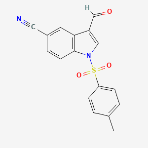 molecular formula C17H12N2O3S B1600099 3-甲酰-1-甲苯磺酰基-1H-吲哚-5-腈 CAS No. 468717-73-9