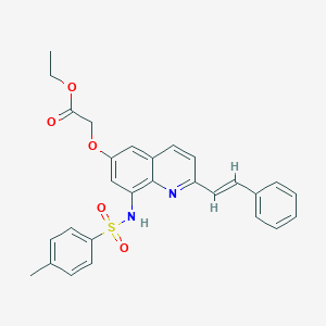 molecular formula C28H26N2O5S B016001 2-[8-[(4-甲基苯基)磺酰氨基]-2-[(E)-2-苯乙烯基]喹啉-6-基]氧基乙酸乙酯 CAS No. 316124-89-7