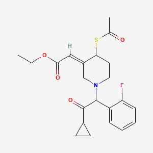ethyl (2E)-2-[4-acetylsulfanyl-1-[2-cyclopropyl-1-(2-fluorophenyl)-2-oxoethyl]piperidin-3-ylidene]acetate