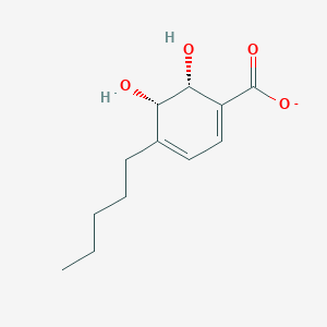 molecular formula C12H17O4- B1600282 (5S,6R)-5,6-dihydroxy-4-pentylcyclohexa-1,3-diene-1-carboxylate CAS No. 205639-93-6
