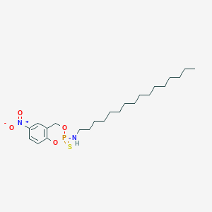 molecular formula C23H39N2O4PS B160046 N-Hexadecyl-6-nitro-4H-1,3,2-benzodioxaphosphorin-2-amine 2-sulfide CAS No. 130365-34-3