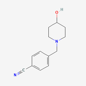 molecular formula C13H16N2O B1600556 4-((4-Hydroxypiperidin-1-yl)methyl)benzonitrile CAS No. 887593-88-6