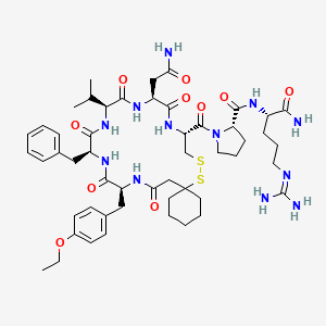 molecular formula C51H74N12O10S2 B1600621 (2S)-N-[(2S)-1-Amino-5-(diaminomethylideneamino)-1-oxopentan-2-yl]-1-[(10R,13S,16S,19S,22S)-13-(2-amino-2-oxoethyl)-19-benzyl-22-[(4-ethoxyphenyl)methyl]-12,15,18,21,24-pentaoxo-16-propan-2-yl-7,8-dithia-11,14,17,20,23-pentazaspiro[5.19]pentacosane-10-carbonyl]pyrrolidine-2-carboxamide CAS No. 90332-81-3