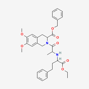 molecular formula C34H40N2O7 B1601129 benzyl 2-[2-[(1-ethoxycarbonyl-3-phenyl-propyl)amino]propanoyl]-6,7-dimethoxy-3,4-dihydro-1H-isoquinoline-3-carboxylate CAS No. 82637-57-8