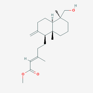 molecular formula C21H34O3 B160138 methyl (E)-5-[(1S,4aR,5S,8aR)-5-(hydroxymethyl)-5,8a-dimethyl-2-methylidene-3,4,4a,6,7,8-hexahydro-1H-naphthalen-1-yl]-3-methylpent-2-enoate CAS No. 1757-87-5