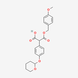 molecular formula C22H24O7 B1601724 ((4-Methoxyphenyl)methyl) hydrogen (4-((tetrahydro-2H-pyran-2-yl)oxy)phenyl)malonate CAS No. 70653-29-1