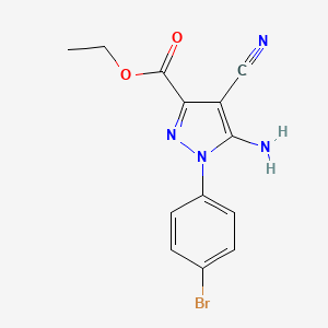 molecular formula C13H11BrN4O2 B1601757 Ethyl 5-amino-1-(4-bromophenyl)-4-cyano-1H-pyrazole-3-carboxylate CAS No. 96723-27-2