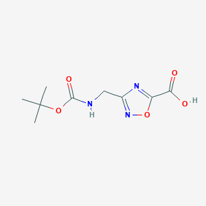 molecular formula C9H13N3O5 B1602369 3-((tert-Butoxycarbonylamino)methyl)-1,2,4-oxadiazole-5-carboxylic acid CAS No. 946667-81-8
