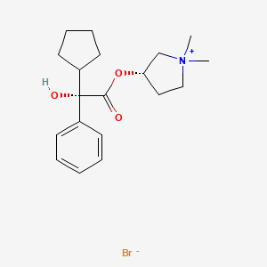 molecular formula C19H28BrNO3 B1602512 溴化-3-(((2S)-环戊基羟基苯乙酰基)氧基)-1,1-二甲基吡咯烷鎓,(3S)- CAS No. 201667-20-1