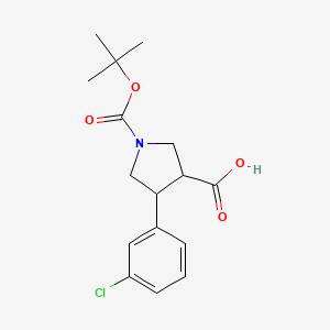 molecular formula C16H20ClNO4 B1602623 1-(tert-Butoxycarbonyl)-4-(3-chlorophenyl)pyrrolidine-3-carboxylic acid CAS No. 939757-91-2