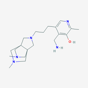 molecular formula C20H33N5O B160279 3,7-Dimethyl-10-(3-(4-aminomethyl-5-hydroxy-6-methyl-3-pyridyl)propyl)-3,7,10-triazatricyclo(3.3.3.0(1,5))undecane CAS No. 139392-04-4