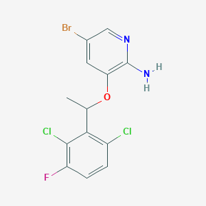 molecular formula C13H10BrCl2FN2O B1603249 5-Bromo-3-(1-(2,6-dichloro-3-fluorophenyl)ethoxy)pyridin-2-amine CAS No. 756503-69-2