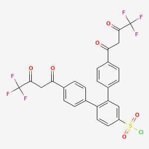 molecular formula C26H15ClF6O6S B1603361 4,4'-Bis(1'',1'',1''-trifluoro-2'',4''-butanedione-6''-yl)-chlorosulfo-o-terphenyl CAS No. 525560-81-0