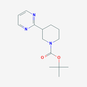 molecular formula C14H21N3O2 B1603658 3-(2-Pyrimidinyl)-1-piperidinecarboxylic acid 1,1-dimethylethyl ester CAS No. 182416-13-3